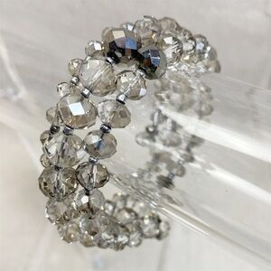 Smokey grey aurora borealis crystals memory wire bracelet